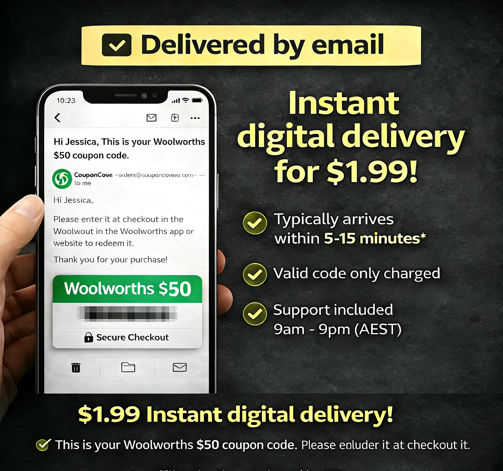Woolworths $50 e-coupon code (Australia) – sent via email - Image 2